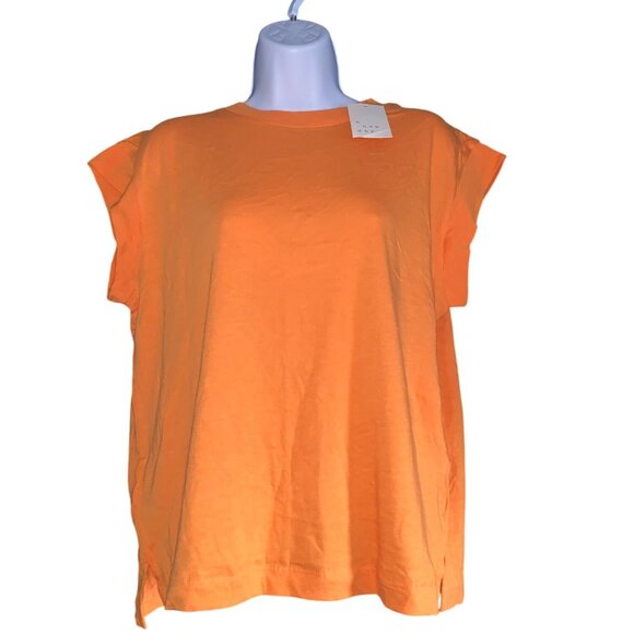 A New Day Womens Casual Summer Orange Cap Sleeve T-Shirt Lightweight Size Small - Picture 3 of 8
